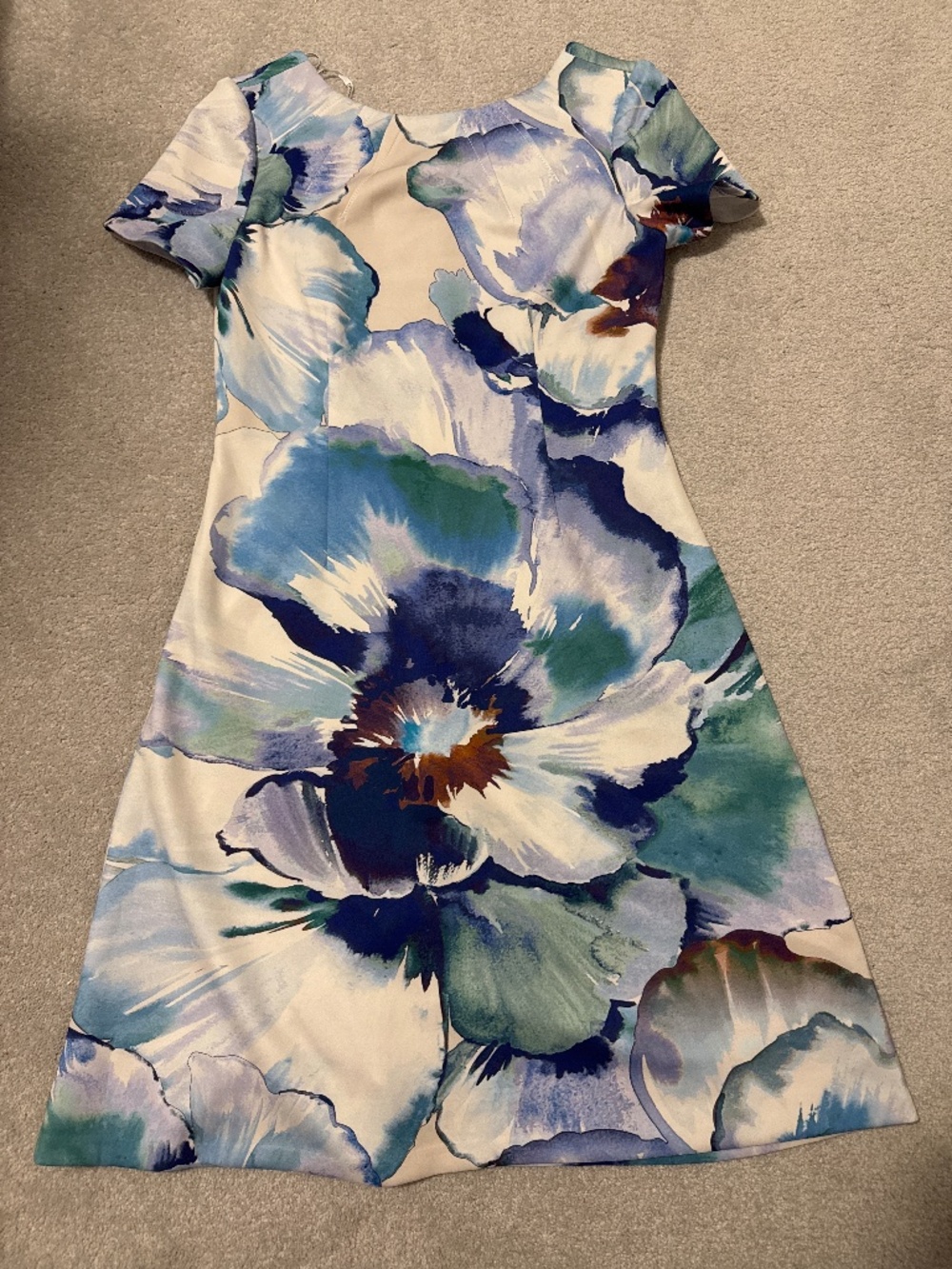 White and Blue Floral Midi Dress